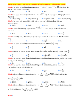 TOP 40 Câu hỏi trắc nghiệm Toán 11 về biến đổi  lôgarit và tính biểu thức