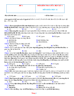 TOP 3 đề kiểm tra giữa học kỳ I môn hóa 12 (có đáp án)