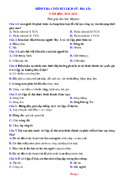Đề thi học kì 1 Lịch Sử-Địa Lí 6 KNTT trắc nghiệm 2021-2022 (có đáp án)