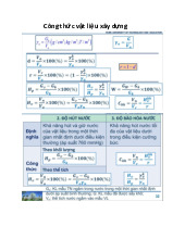 Công thức vật liệu xây dựng | Môn Vật liệu xây dựng - Đại học Sư phạm Kỹ thuật Thành phố Hồ Chí Minh