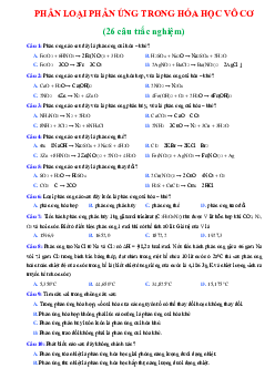 Bài tập trắc nghiệm phân loại phản ứng trong hóa vô cơ Hóa 10 (có đáp án)