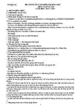 Đề cương ôn tập học kì 2 môn Ngữ văn lớp 10 năm 2022 - 2023 (Sách mới)| Chân Trời Sáng Tạo đề 2
