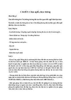 Giải Hoạt động trải nghiệm 10: Chọn nghề, chọn trường | Cánh diều