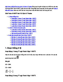 Toán 8 Kết nối tri thức bài 15 Định lí Thales