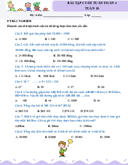 Giải Bài tập cuối tuần lớp 4 môn Toán Kết nối tri thức - Tuần 10