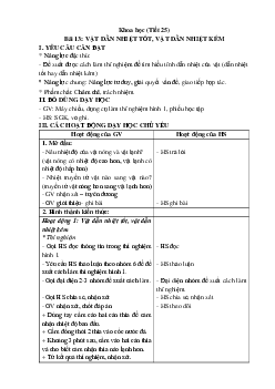 Giáo án Khoa học lớp 4 Bài 13 | Kết nối tri thức