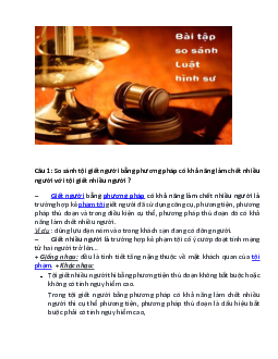 Tổng hợp bài tập so sánh Luật hình sự có lời giải | Trường Đại học Nông - Lâm Bắc Giang