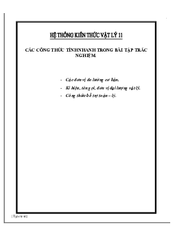 Công thức Vật lí 11 sách Kết Nối Tri Thức