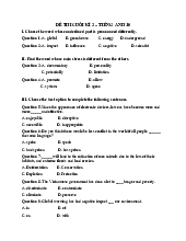 Đề  thi cuối HK2 - Tiếng anh 10