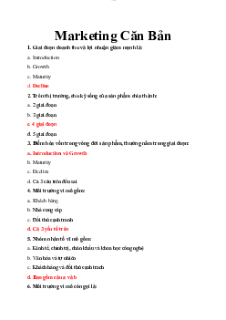 Trắc nghiệm môn Marketing căn bản có đáp án