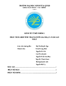 Báo cáo Kinh tế vi mô: Phân tích grdp tỉnh thái nguyên giai đoạn 3 năm gần nhất | Trường Đại học Kinh tế và Quản trị Kinh doanh, Đại học Thái Nguyên