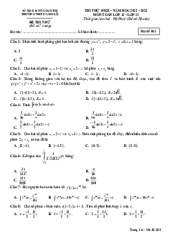Đề thi thử HK2 Toán 12 năm 2022 – 2023 trường THPT Cam Lộ – Quảng Trị