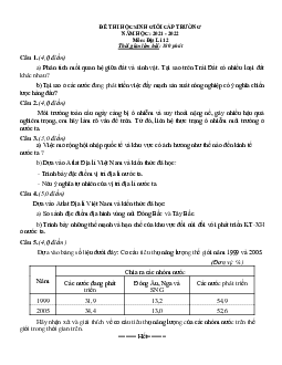 Đề thi HSG Địa Lí 12 cấp trường 2022 có đáp án