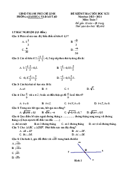 Đề cuối học kì 1 Toán 7 năm 2023 – 2024 phòng GD&ĐT Chí Linh – Hải Dương