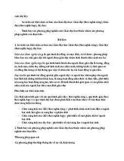 Bài tập thảo luận: Giáo dục học | Đại học Sư Phạm Hà Nội