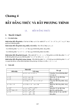 Lý thuyết, các dạng toán và bài tập bất đẳng thức và bất phương trình