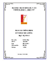 Báo cáo thí nghiệm kỹ thuật đo lường học kỳ 2024.1 môn Kĩ thuật đo | Trường Đại học Bách Khoa Hà Nội