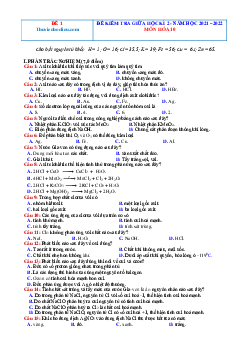 Bộ đề (có đáp án) thi giữa kì 2 hóa 10 năm học 2021-2022