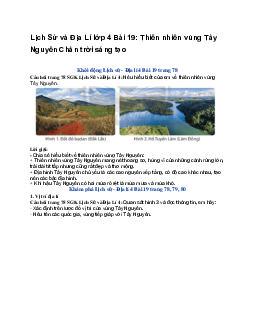 Lịch Sử và Địa Lí lớp 4 Bài 19: Thiên nhiên vùng Tây Nguyên | Chân trời sáng tạo