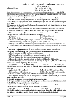 Đề thi thử THPT Quốc gia năm 2024 lần 3 môn Sinh học trường THPT Đội Cấn, Vĩnh Phúc - Mã đề 431