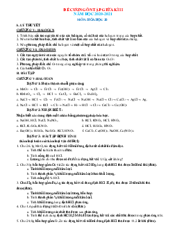 Đề cương ôn tập môn hóa 10 giữa học kỳ 2 năm học 2020-2021