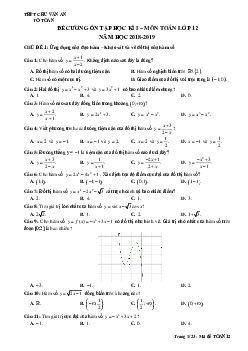 Đề cương ôn tập học kỳ 1 Toán 12 năm 2018 – 2019 trường THPT Chu Văn An – Hà Nội