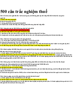 500 Câu hỏi trắc nghiệm về thuế (có đáp án)