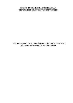 Đề thi Olympic 10 tháng 3 lần thứ 3 môn Tiếng Anh năm 2019 môn Tiếng Anh 11 THPT Victory