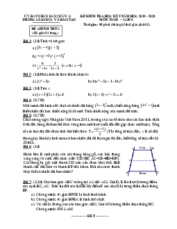 Đề thi học kỳ 1 Toán 8 năm 2019 – 2020 phòng GD&ĐT Quận 11 – TP HCM
