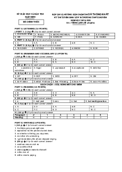 Đề Thi Tuyển Sinh Lớp 10 Trường THPT Chuyên Lê Hồng Phong, Nam Định Năm Học 2019 – 2020. Môn Thi Tiếng Anh (đề Chuyên) - Hướng Dẫn Chấm