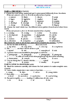 Bộ đề thi học sinh giỏi Tiếng Anh 10 (có đáp án)