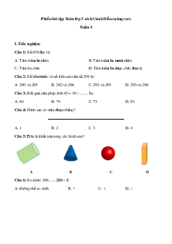 Phiếu bài tập cuối tuần lớp 3 môn Toán - Tuần 1 (nâng cao) | Cánh Diều
