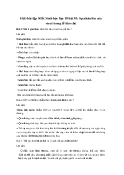 Giải bài tập SGK Sinh học lớp 10 bài 30: Sự nhân lên của virut trong tế bào chủ | Kết nối tri thức