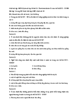 Giải bài tập SBT Lịch sử lớp 10 bài 22: Tình hình kinh tế ở các thế kỉ XVI - XVIII