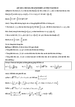 Chuyên đề trắc nghiệm phương pháp đổi biến số tính tích phân Toán 12