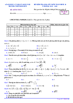 Đề kiểm tra học kỳ 1 Toán 10 năm 2019 – 2020 trường THPT Kim Liên – Hà Nội