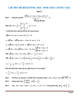 Chuyên đề phương trình lượng giác bồi dưỡng học sinh giỏi toán 11 (có lời giải)