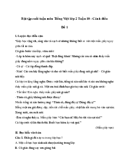 Bài tập cuối tuần lớp 2 môn Tiếng Việt Cánh Diều - Tuần 10