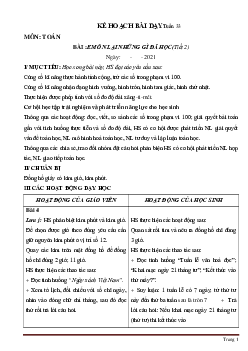 Giáo án Toán lớp 1 sách Cánh Diều tuần 33