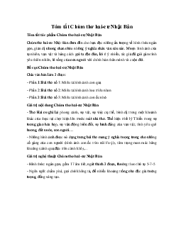 Tóm tắt Chùm thơ hai-cư Nhật Bản Ngữ Văn 10 sách Kết Nối Tri Thức