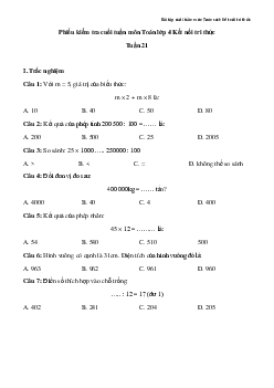 Bài tập cuối tuần Toán lớp 4 Kết nối tri thức - Tuần 21 (Nâng cao)