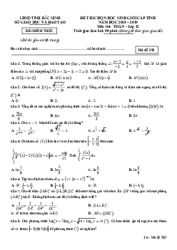 Đề thi học sinh giỏi tỉnh Toán 12 năm 2018 – 2019 sở GD&ĐT Bắc Ninh