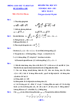 Đề thi học kì 1 Toán 9 năm 2020 – 2021 phòng GD&ĐT Đông Anh – Hà Nội