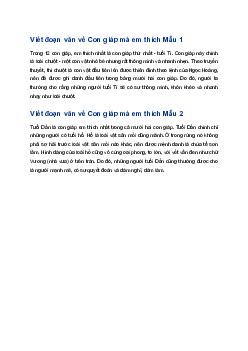Viết đoạn văn về Con giáp mà em thích | Tập làm văn 4