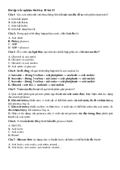 Trắc nghiệm Sinh học 10 bài 23: Quá trình tổng hợp và phân giải các chất ở vi sinh vật