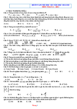 Đề ôn thi HK 1 Toán 11 năm 2022-2023 - Đề 2