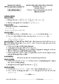Đề học sinh giỏi huyện Toán 8 năm 2022 – 2023 phòng GD&ĐT Tiên Du – Bắc Ninh