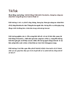 Môi trường nghiên cứu và  đề ra sáng kiến kết nối  của Tiktok