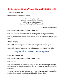 Đề thi vào lớp 10 môn Văn có đáp án (Đề thi thử số 9)