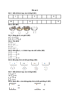 Đề thi học kì 1 lớp 1 năm 2023 - 2024 môn Toán sách Cánh Diều - Đề 2